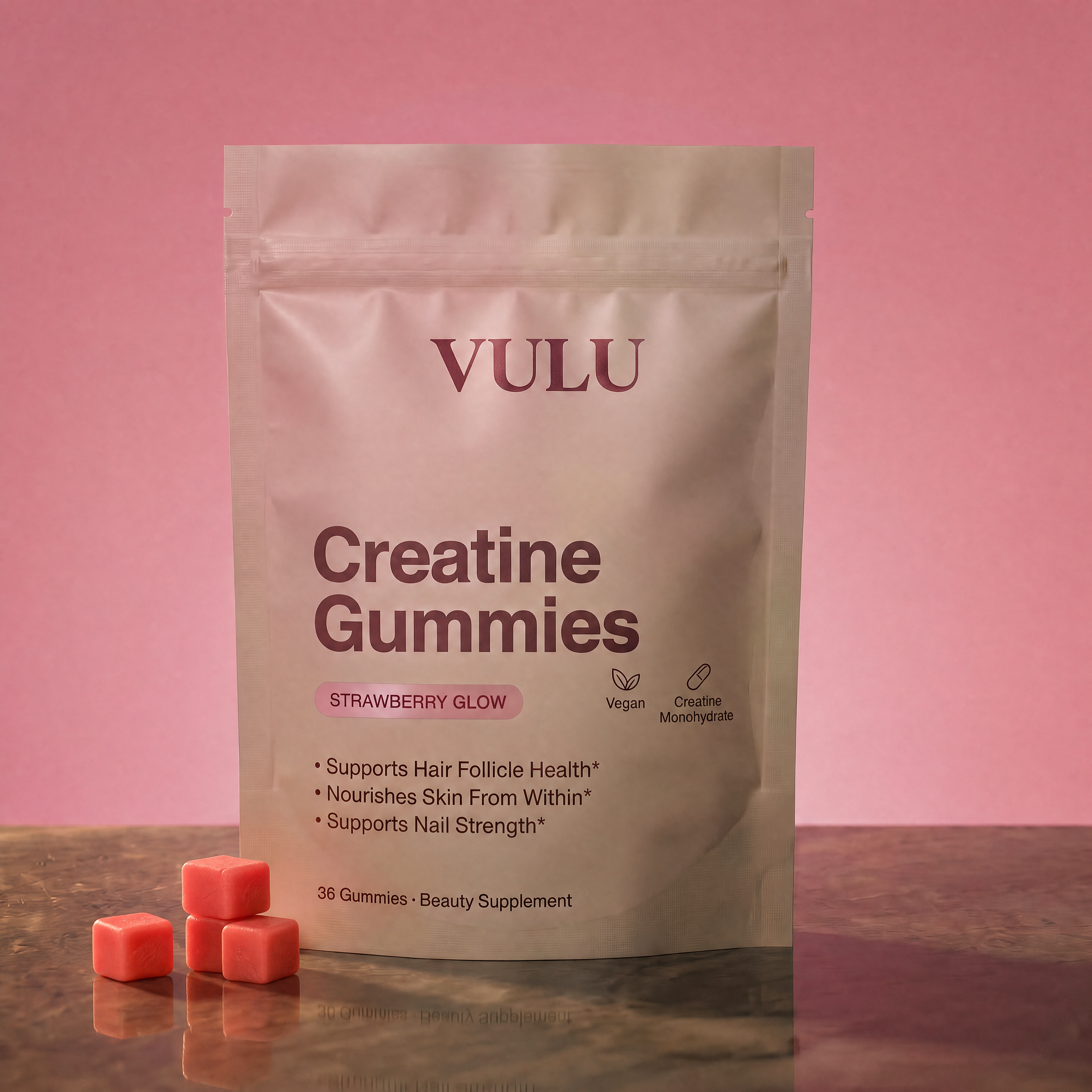 VULU Gomitas de Creatina Fresa Resplandeciente