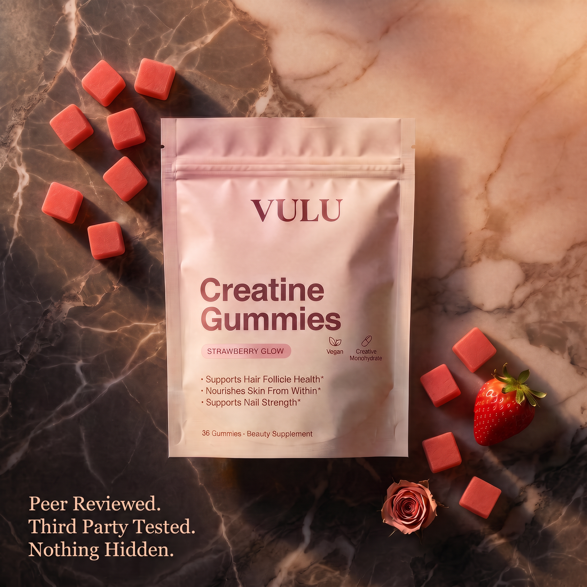 VULU Gomitas de Creatina Fresa Resplandeciente